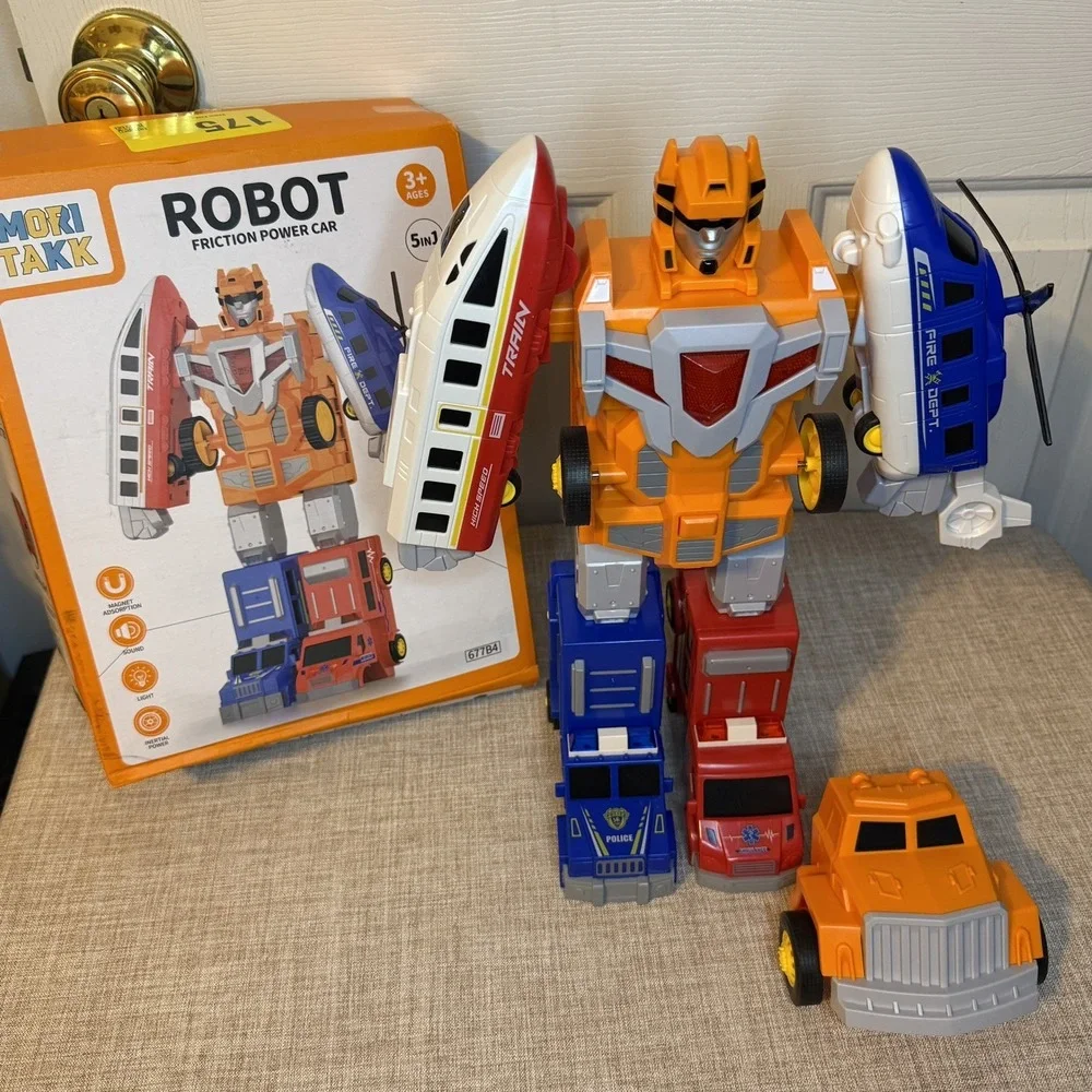 Mori Takk Robot Friction‎ Power Car 5 in 1 Transformer Toy New Damaged Box